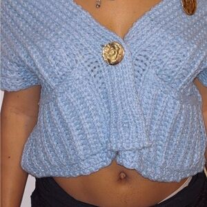 Women's Blue Knit Cardigan